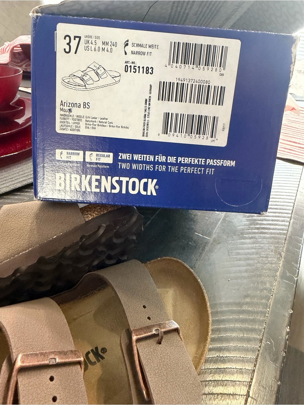 Birkenstock Arizona Sandal in Brown with Copper Buckles - Picture 2 of 5